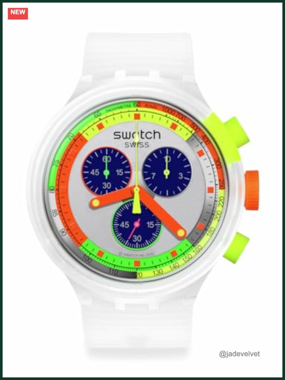 SWATCH NEON 47mm Quartz Watch, Water Resistant 100ft, Fluo Style, Unisex